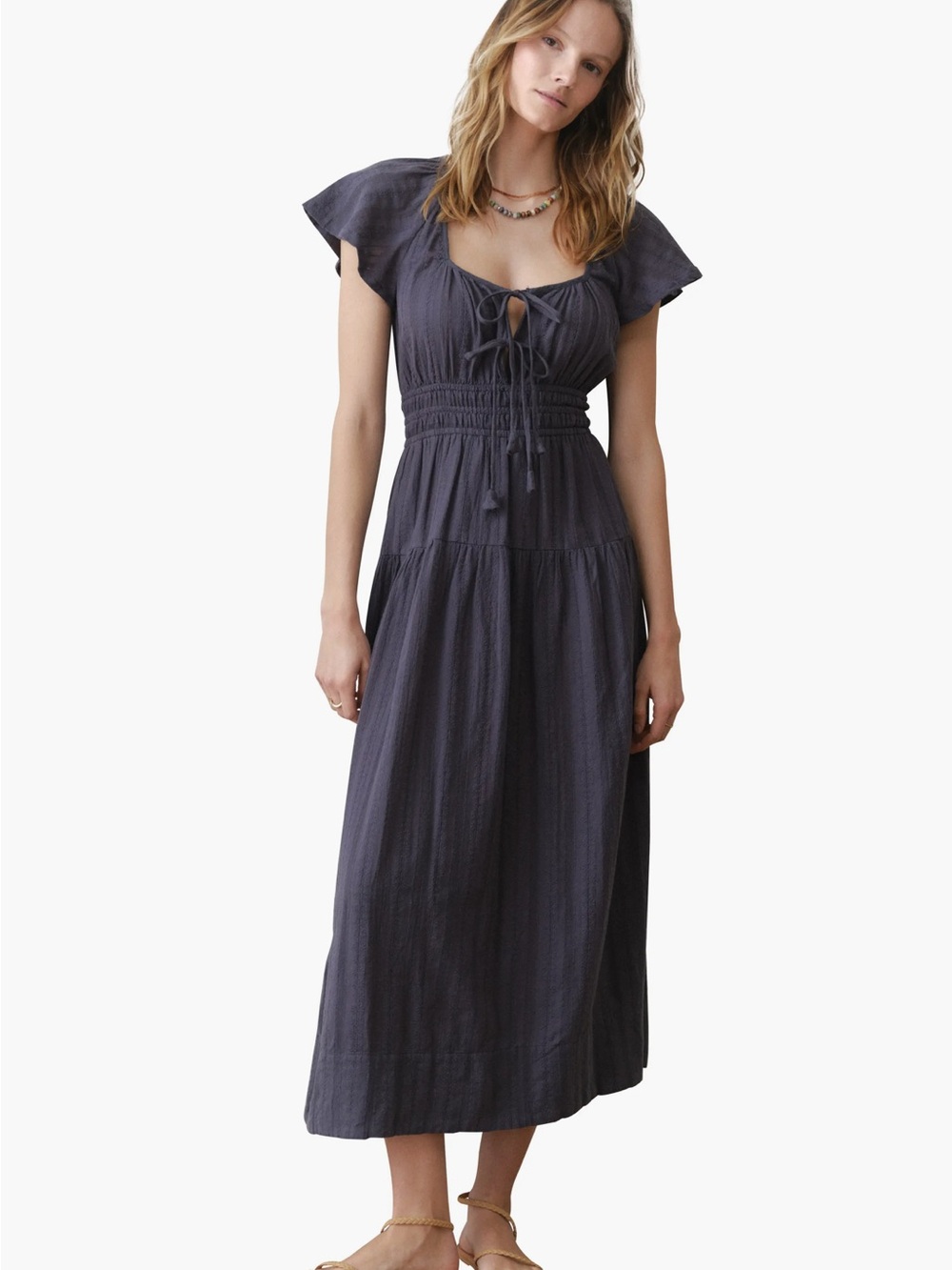 Marine Layer Skye Midi Tie-Front  Dress